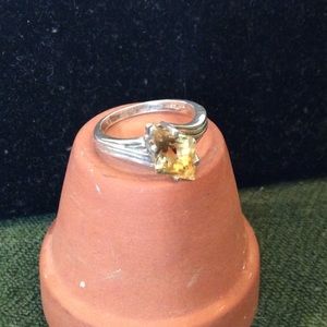 Yellow citrine silver ring